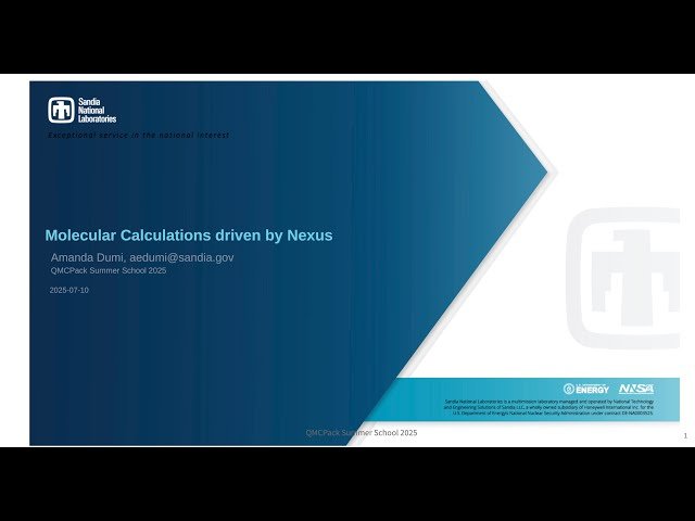 Molecular Quantum Monte Carlo Calculations Using Nexus - Session 4.2 of 7