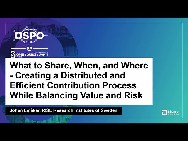What to Share, When, and Where - Creating a Distributed and Efficient Contribution Process