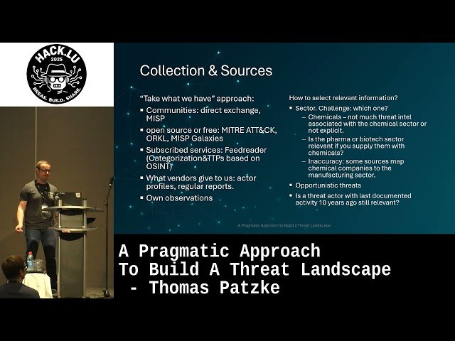 A Pragmatic Approach to Build a Threat Landscape