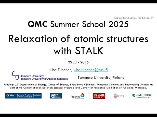 Relaxation of Atomic Structures with STALK - Session 7.2