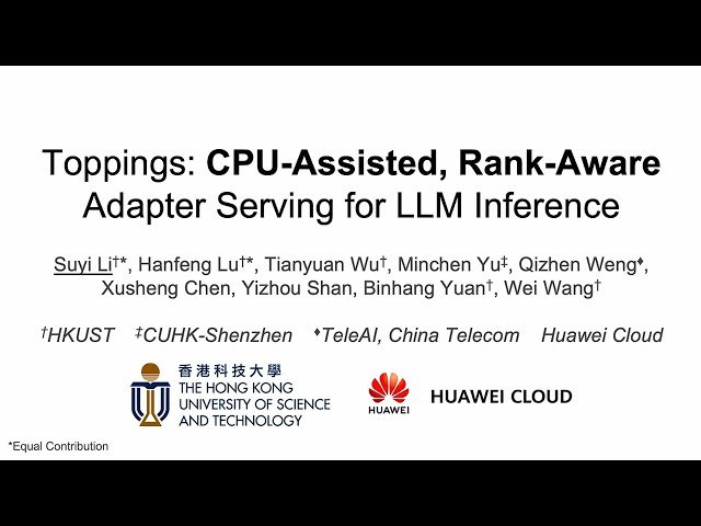 Toppings - CPU-Assisted, Rank-Aware Adapter Serving for LLM Inference