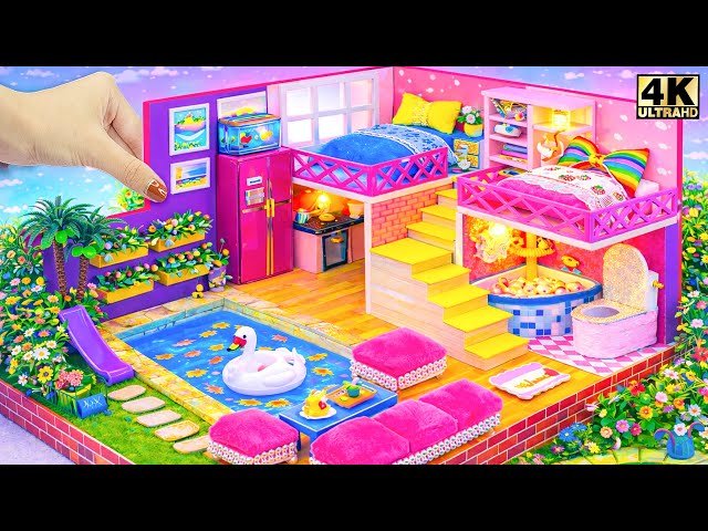 Building 2-Story Summer Villa with Large Pool and Two Bedrooms - DIY Mini House