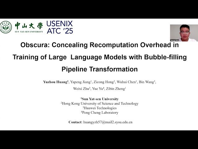 Obscura - Concealing Recomputation Overhead in Training of Large Language Models with Bubble-filling Pipeline Transformation