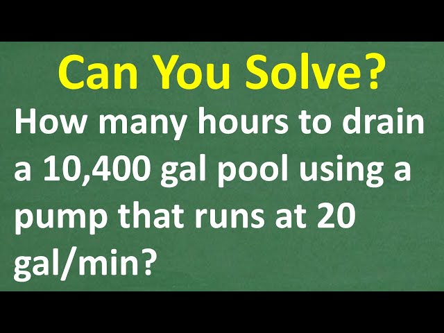 How to Solve Pool Draining Rate Problem - Algebra Word Problem