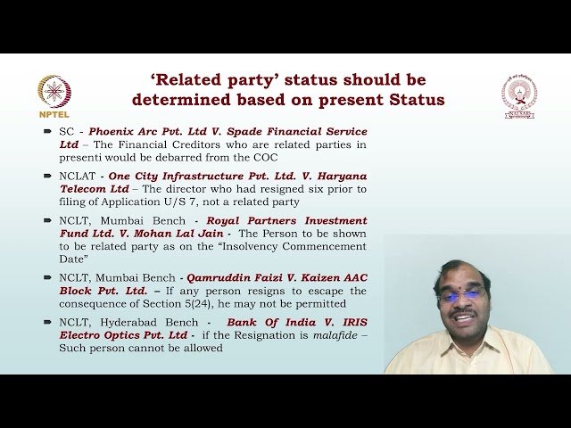 Committee of Creditors - Disqualifications and Related Party Determinations - Part 2