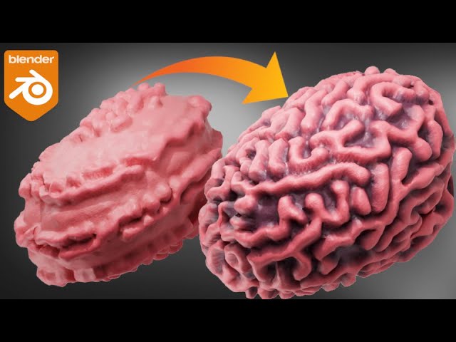 Grow Brain Folds in Blender - GeoNodes - Reaction Diffusion