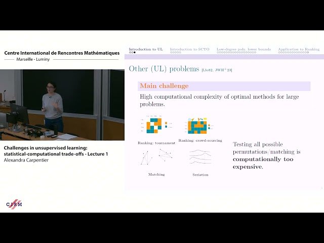 Challenges in Unsupervised Learning - Statistical-Computational Trade-offs - Part 1