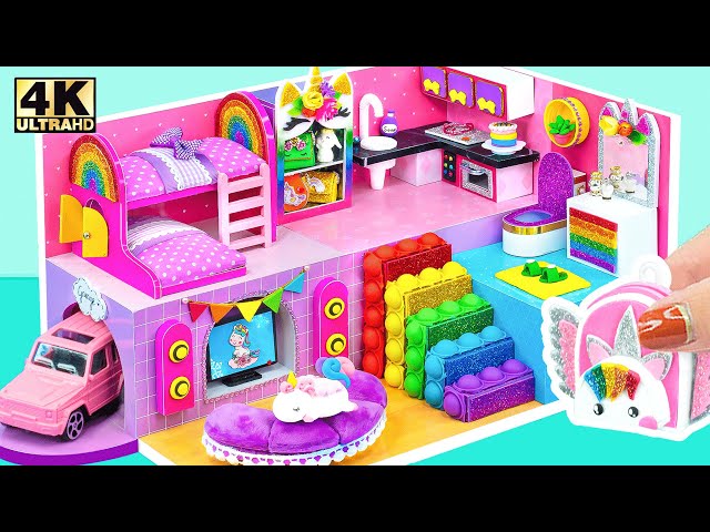 DIY Amazing Unicorn Miniature Dollhouse with Rainbow Bunk Bed