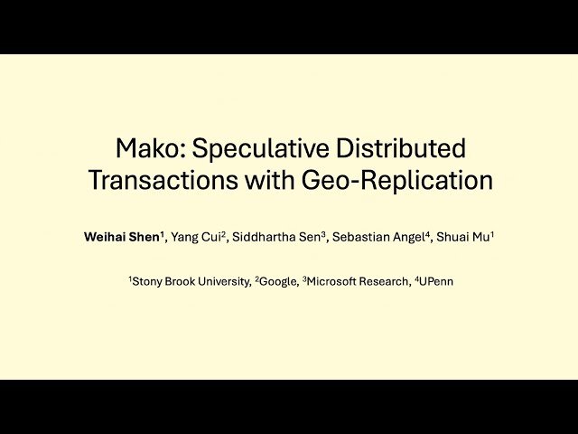 Mako - Speculative Distributed Transactions with Geo-Replication