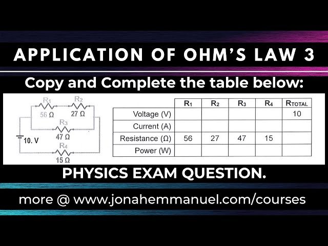 Ohm's Law 3 - Applying the Resolution of Resistors to Finding Current, Voltage and Power of Resistors