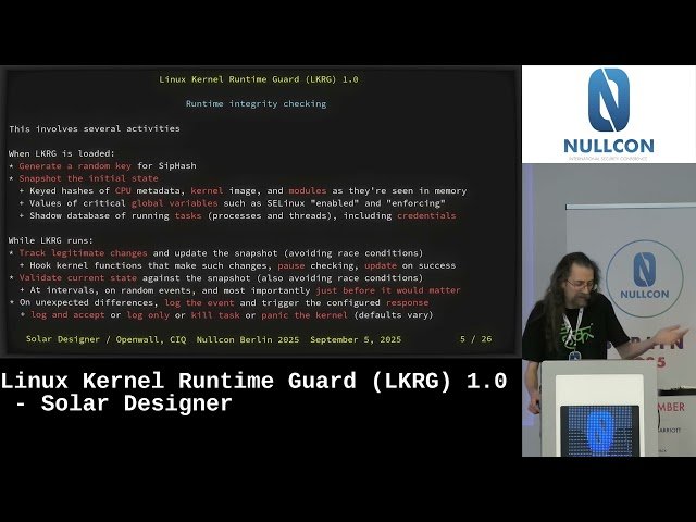 Linux Kernel Runtime Guard (LKRG) 1.0 - Runtime Integrity Checking and Security Vulnerability Detection