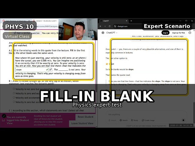 Physics 10 - Fill-in-the-Blank Lecture Questions Demo - Physics Expert Scenario