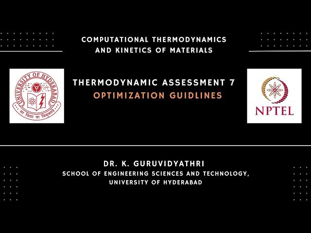 Thermodynamic Assessment 8 - Optimization Guidelines