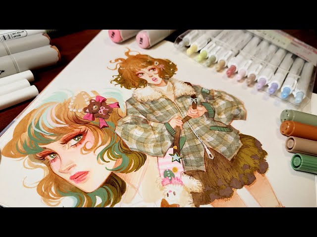 Alcohol Markers and Acrylic Markers Experimental Sketchbook Session