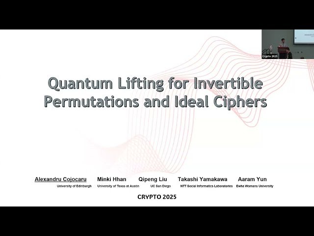 Quantum Cryptography III - Talk 1