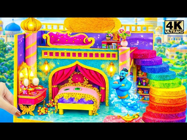 Recycling Cardboard into Luxury Arabian Palace with Genie Lamp and Rainbow Stair - DIY Miniature