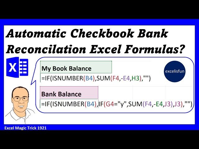 Excel Formulas for Accounting Bank Reconciliation with IF, ISNUMBER and SUM Functions - EMT 1921