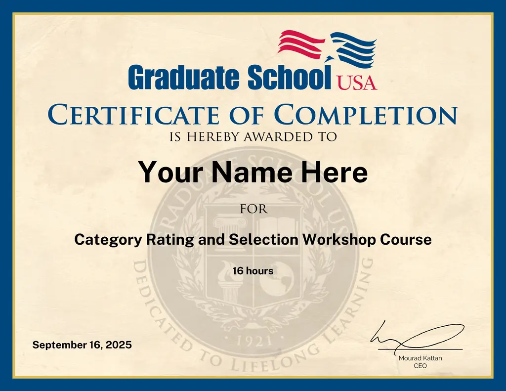 Category Rating and Selection Workshop Course