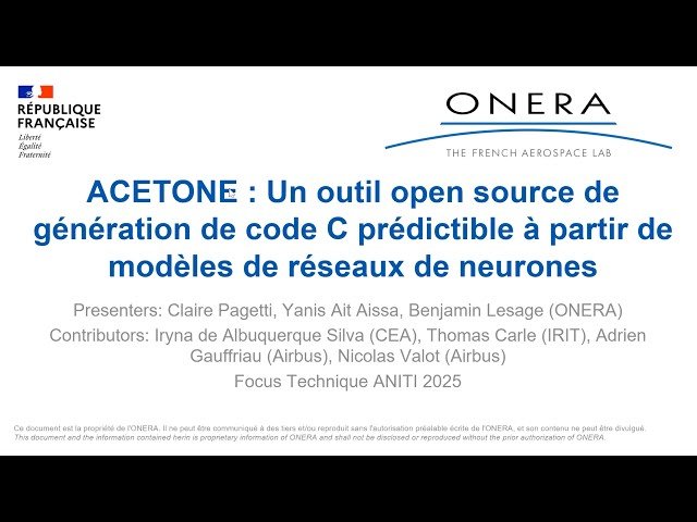 ACETONE : Un outil open source de génération de code C prédictible à partir de modèles de réseaux de neurones