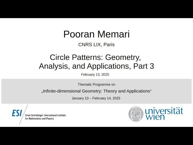 Circle Patterns: Geometry, Analysis, and Applications - Part 3