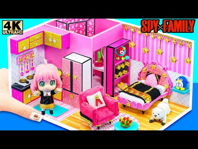 Build Black and Pink House with Bedroom, Kitchen and Modern Bathroom from Cardboard - DIY Mini House
