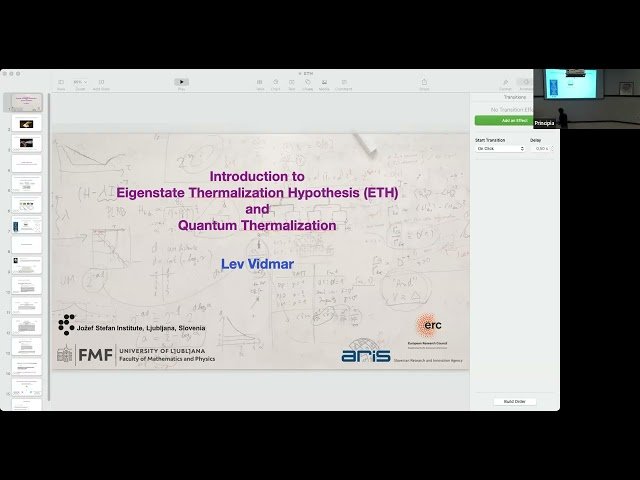 Introduction to Eigenstate Thermalization Hypothesis - Class 1