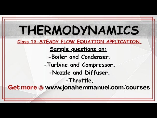 Questions on Application of Steady Flow Equation Thermodynamics - Boiler, Condenser, Turbine etc