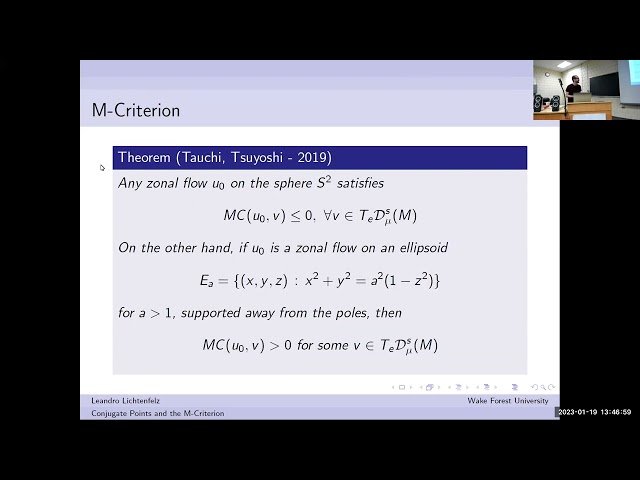 Conjugate Points and the MC Criterion in Volume-Preserving Diffeomorphisms - Lecture