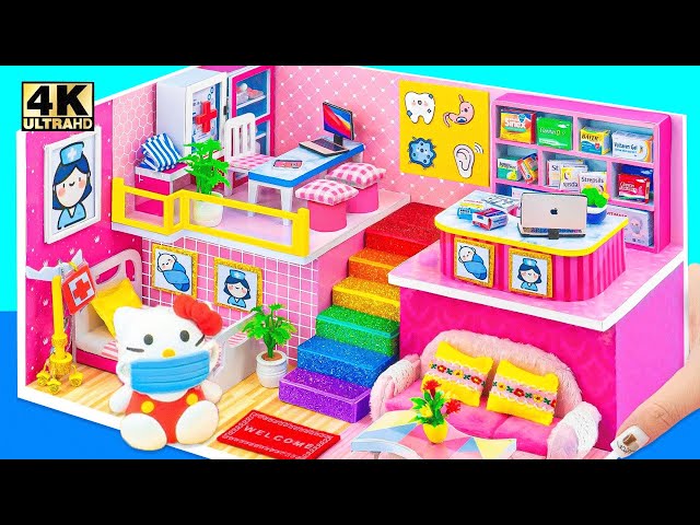 How to Make Hello Kitty Hospital - DIY Doctor Set, Medical Kit, Pink Bed from Cardboard