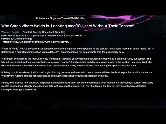 Who Cares Where Waldo Is - Locating macOS Users Without Their Consent