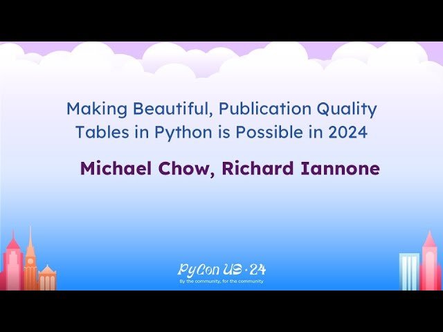 Free Video: Making Beautiful, Publication Quality Tables in Python ...