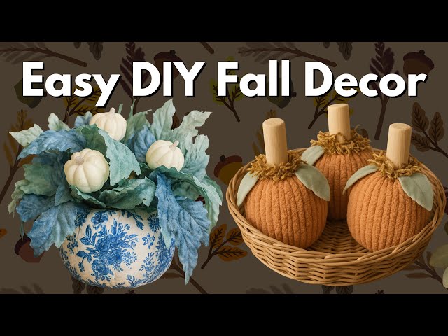 Easy Fall DIY - Easy Decoupage DIY - Dollar Tree Yarn Pumpkin - How To Decoupage With A Napkin