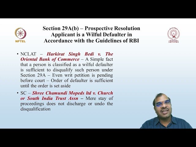 Person Ineligible to Act as a Resolution Applicant under Section 29A - Part 2