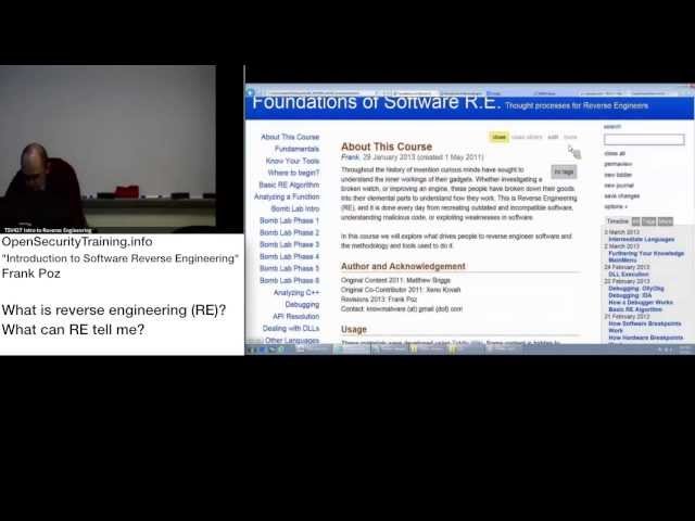 Introduction to Reverse Engineering Software 2013
