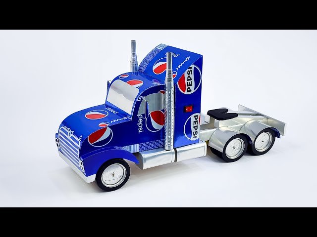 Make a Truck Locomotive Mack Anthem with Pepsi Cans - Cars at Home DIY