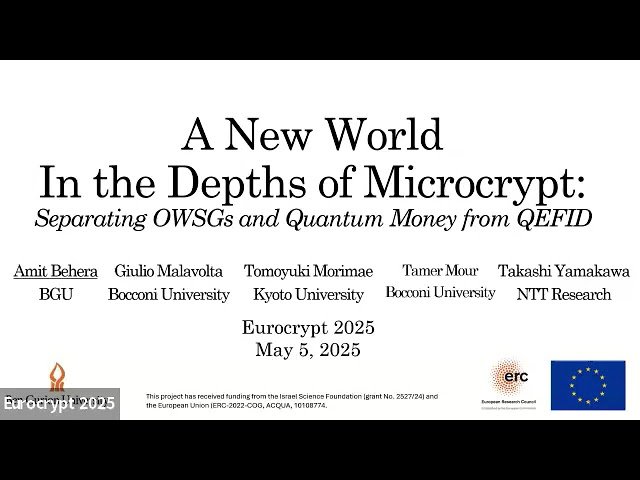 Quantum Cryptography Session - Eurocrypt 2025