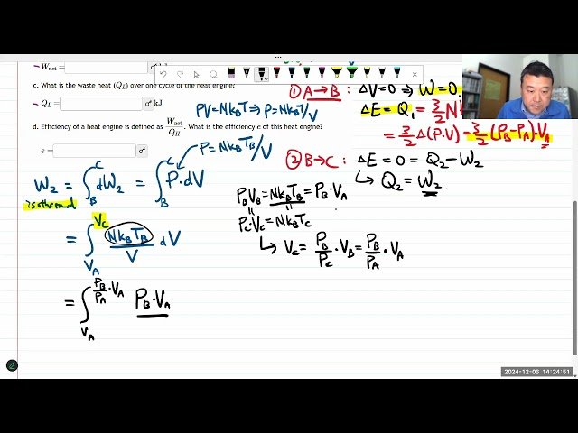 Heat Engine Cycle Problem Example with Isothermal Expansion - Physics 4B