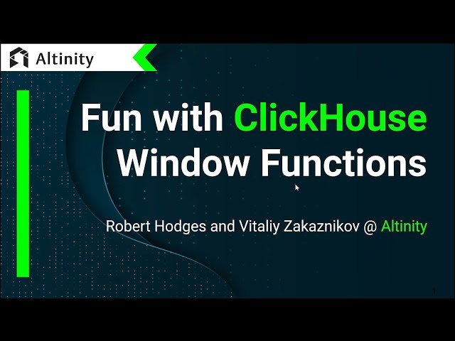 Fun with ClickHouse Window Functions
