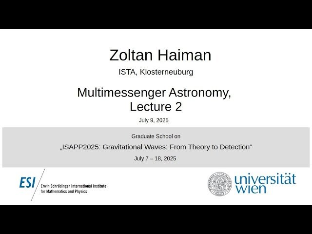 Multimessenger Astronomy - Lecture 2