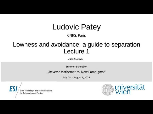 Lowness and Avoidance - A Guide to Separation - Lecture 1