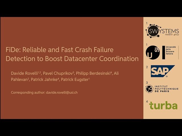 FiDe - Reliable and Fast Crash Failure Detection to Boost Datacenter Coordination