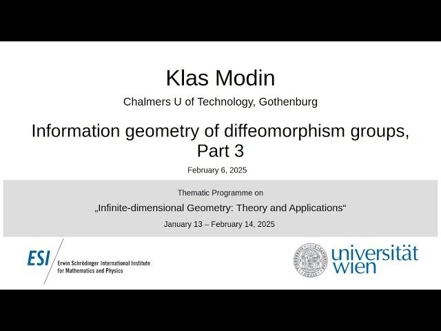 Information Geometry of Diffeomorphism Groups - Part 3