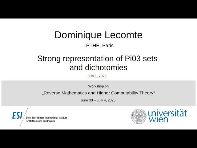 Strong Representation of Pi03 Sets and Dichotomies