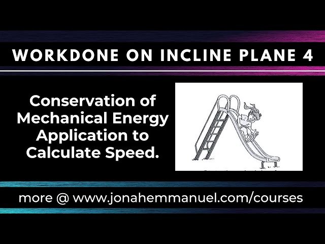 Work Done on an Inclined Plane - Conservation of Mechanical Energy Application to Calculate Speed