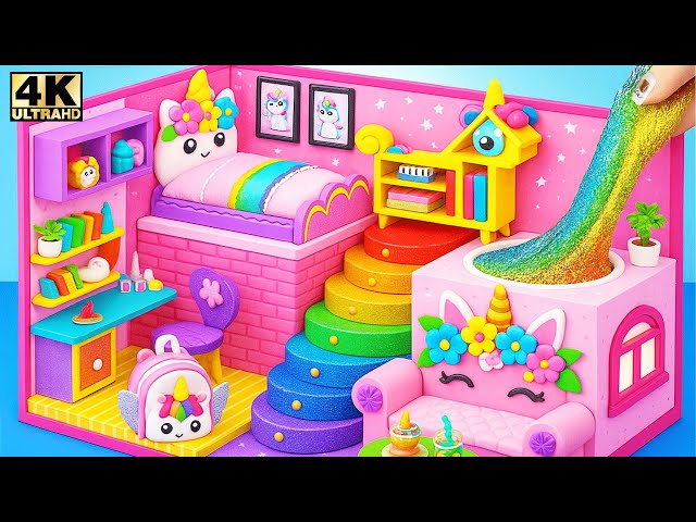 Make Amazing Miniature Unicorn Dollhouse with Rainbow Swimming Pool - DIY Miniature House