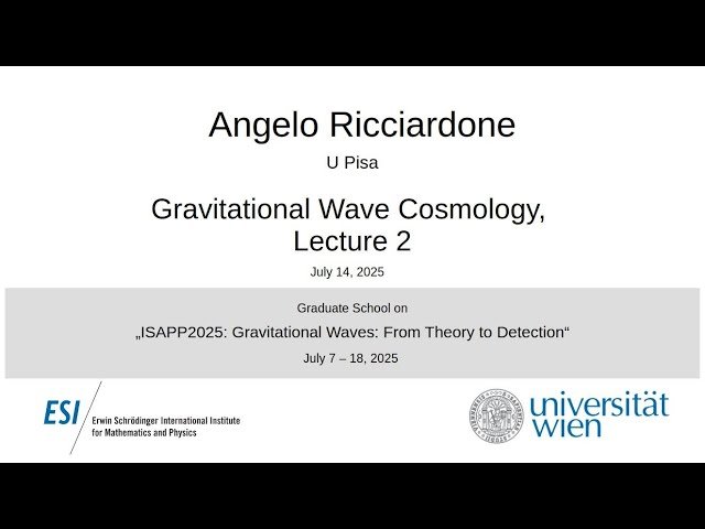 Gravitational Wave Cosmology - Lecture 2