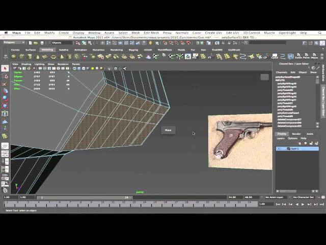 Modeling a Luger P08 Using Subdivision Surfaces in Maya - Part 1