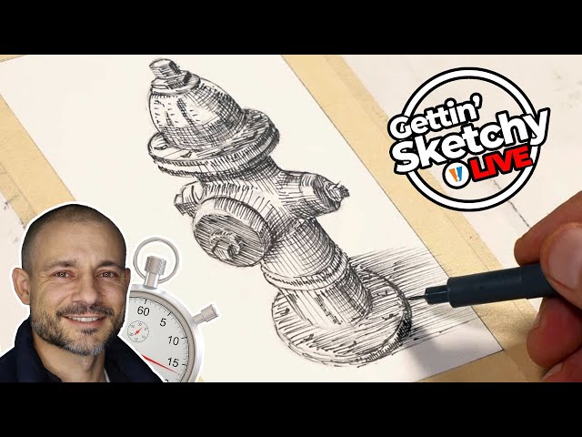 Fire Hydrant Still Life Drawing with Pen and Ink