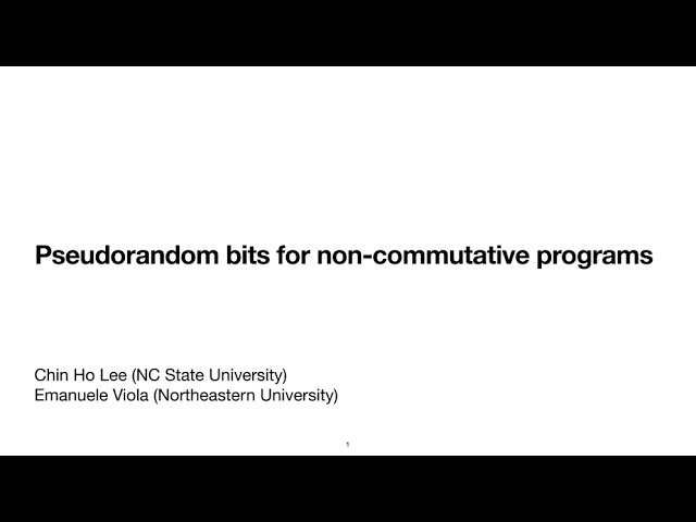 Pseudorandom Bits for Non-Commutative Programs