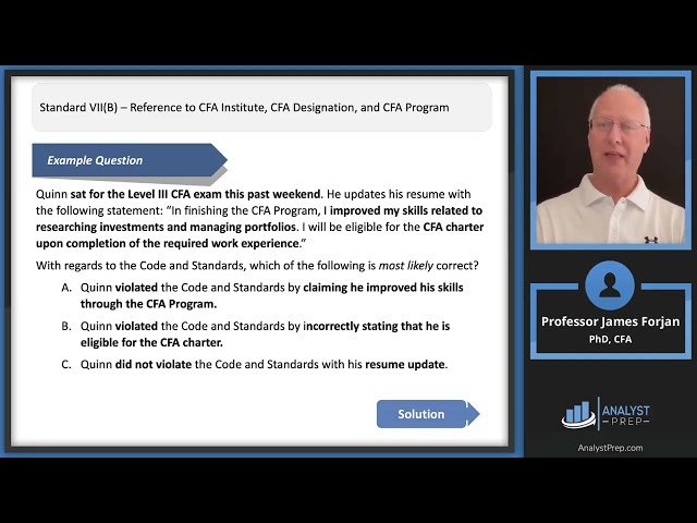 Standard VII - Responsibilities as a CFA Institute Member or CFA Candidate - Level III CFA - R32